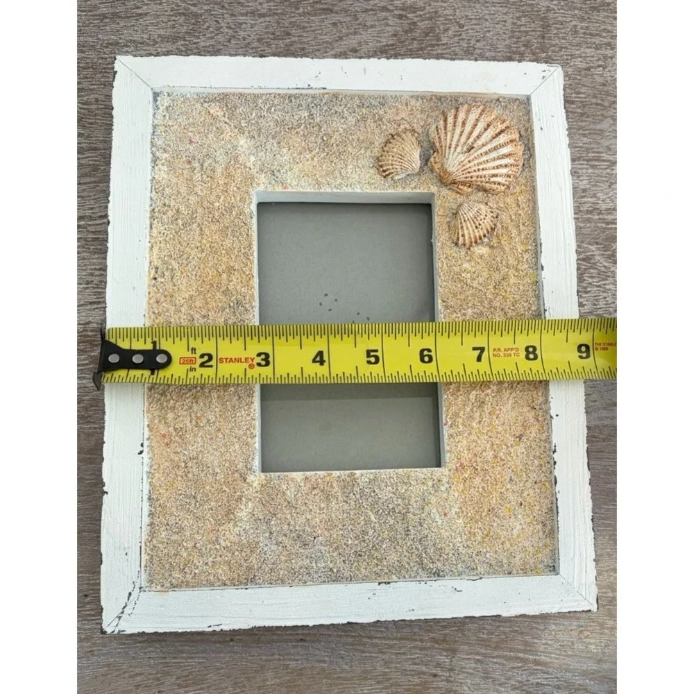 Seashell Picture Frame Beach Shell Nautical White Distressed Decor for 4x6 Photo